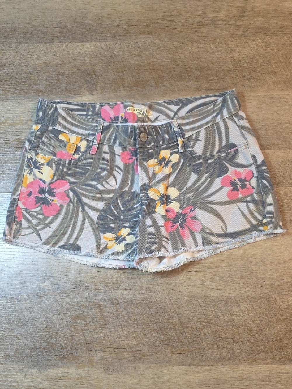Old Navy-  Floral Denim Shorts - Pink & Yellow. Size 4. NWOT